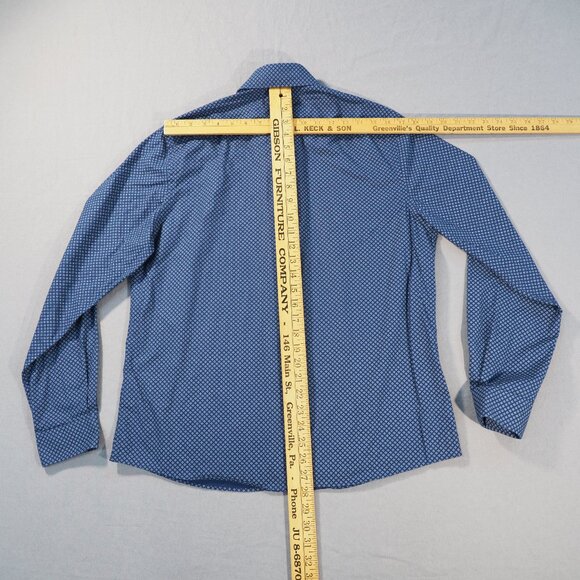 Michael Kors Shirt Mens Large Blue Oxford Slim Button Front Ditzy Geometric Prep - Picture 5 of 9